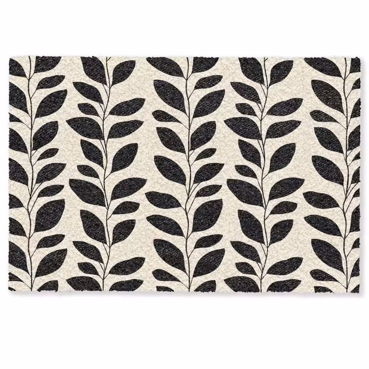 Deurmat - Botanisch - Dessin - Zwart - Beige — 1
