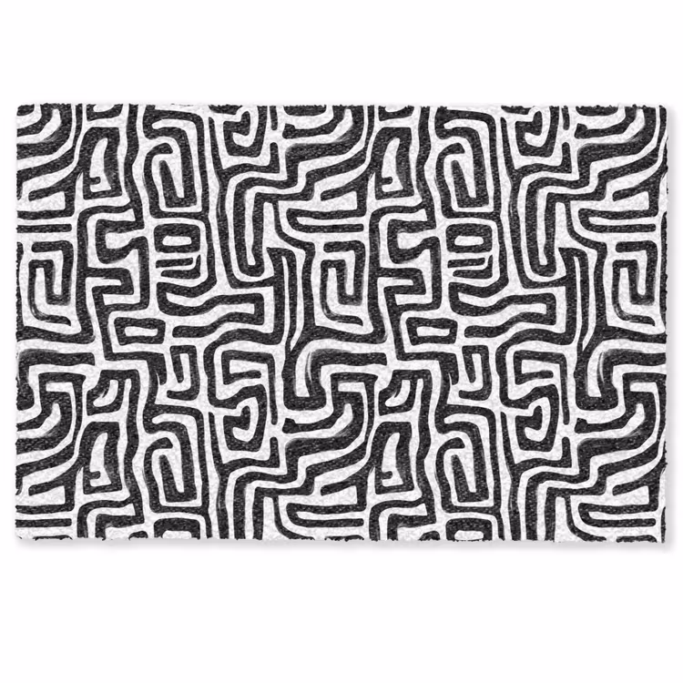 Deurmat - Abstracte Labyrint Lijnen Zwart Wit