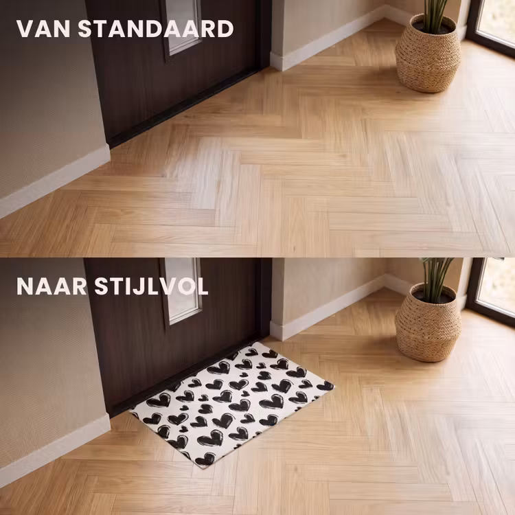 Deurmat - Hartjes Patroon Zwart Wit — 3