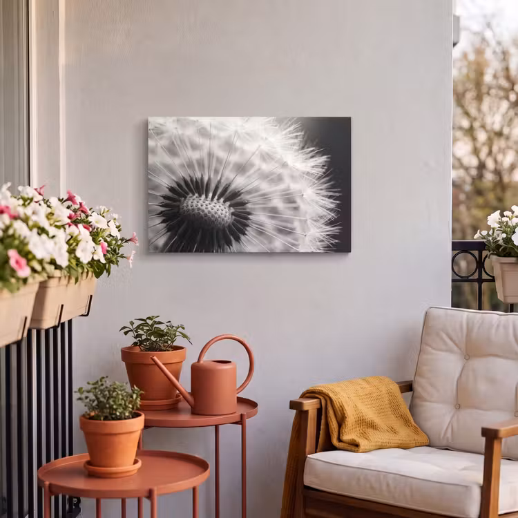 Buiten canvas - Paardenbloem - Zwart - Wit — 3