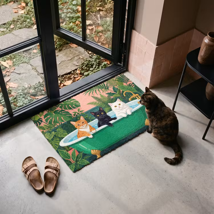 Deurmat - Badkamer - Kattenparade - Kleurrijk — 2