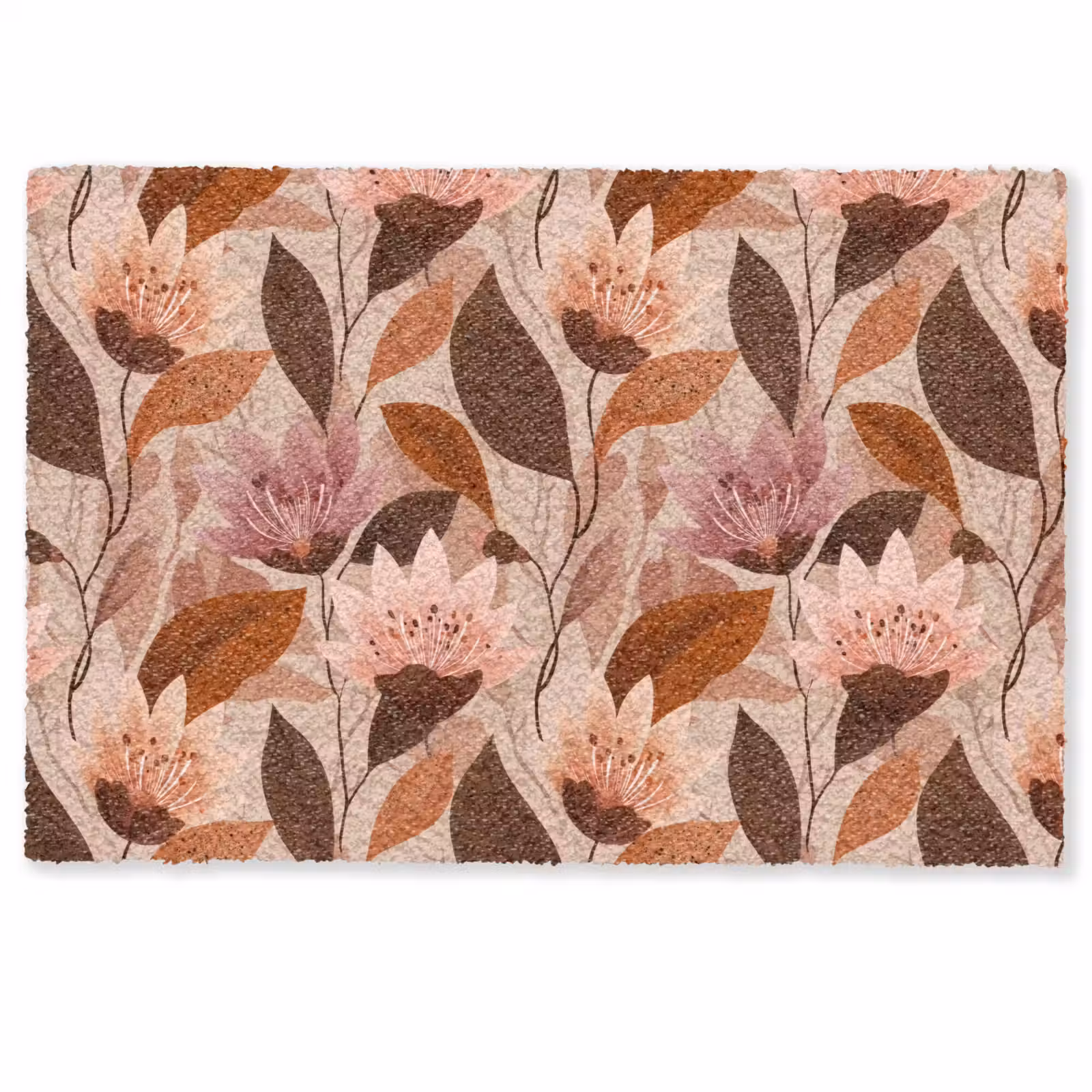 Deurmat - Bloemen - Bladeren - Bruin — 1