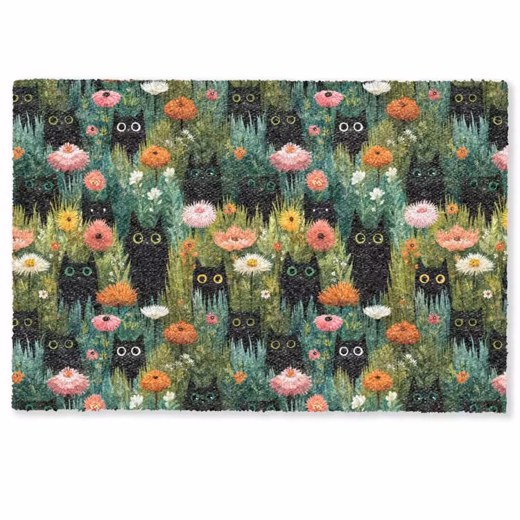 Deurmat - Katten - Bloemen - Kleurrijk — 1