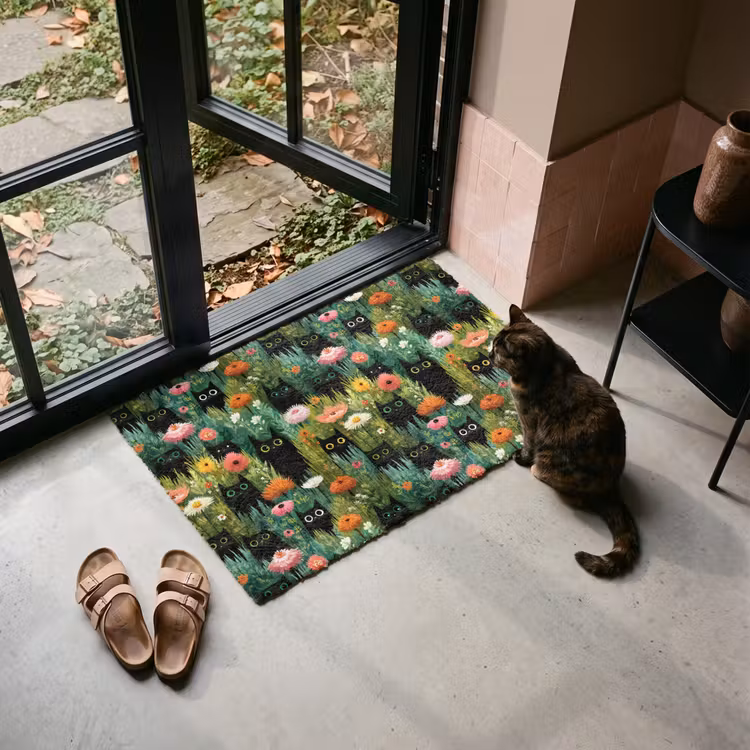 Deurmat - Katten - Bloemen - Kleurrijk — 2