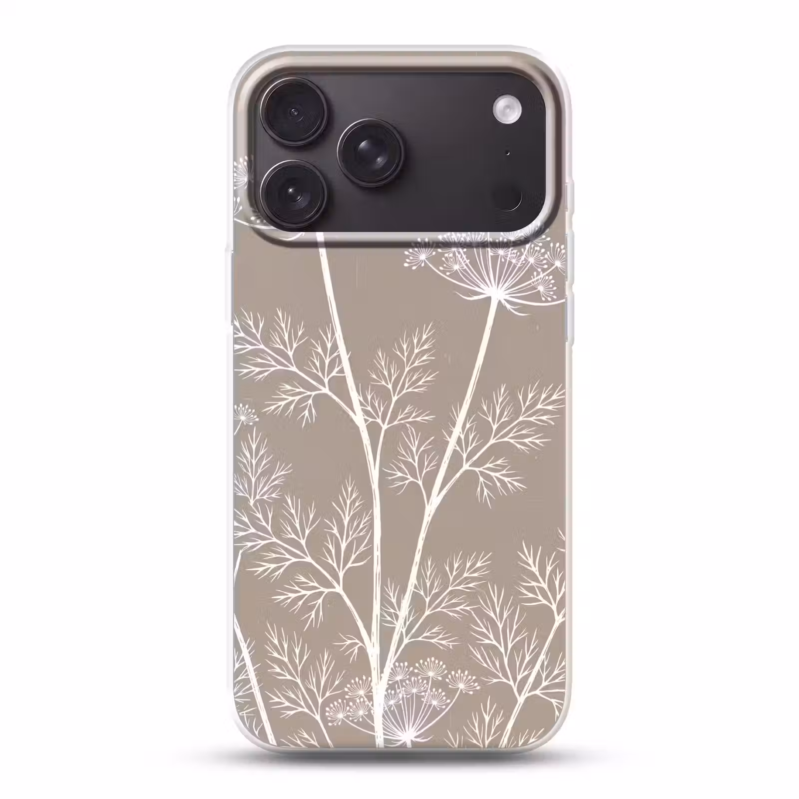 Telefoonhoesje Softcase - Grafisch - Fluitenkruid - Taupe — 1