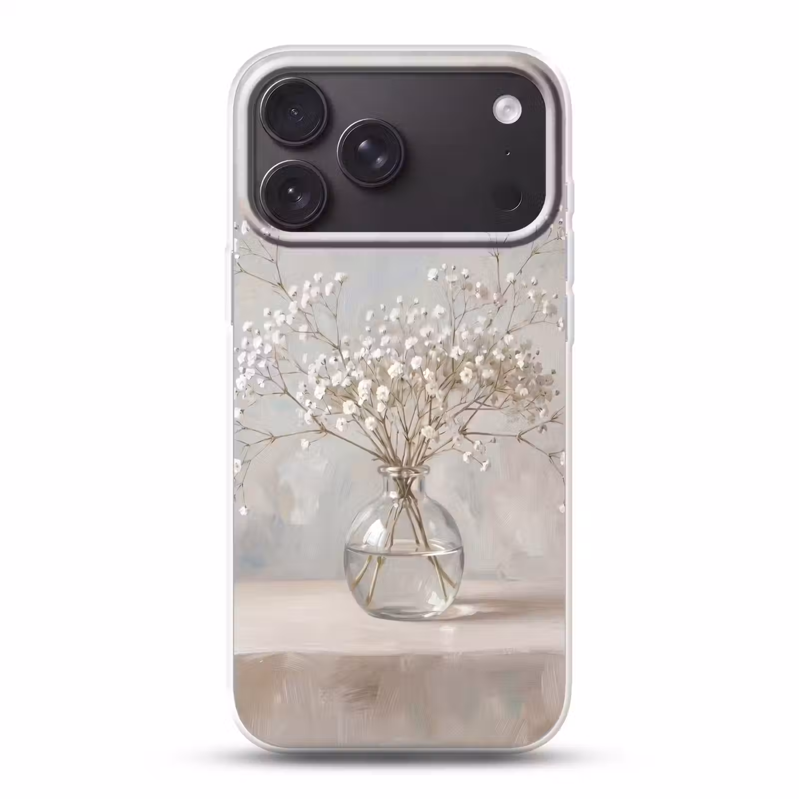 Telefoonhoesje Softcase - Vaas - Gipskruid - Wit — 1