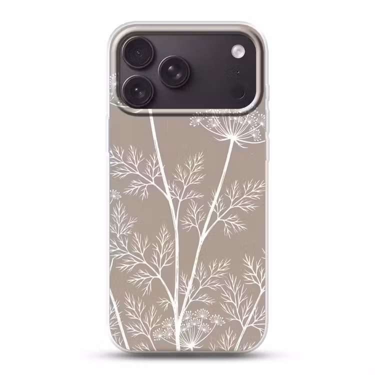 Telefoonhoesje Softcase - Grafisch - Fluitenkruid - Taupe