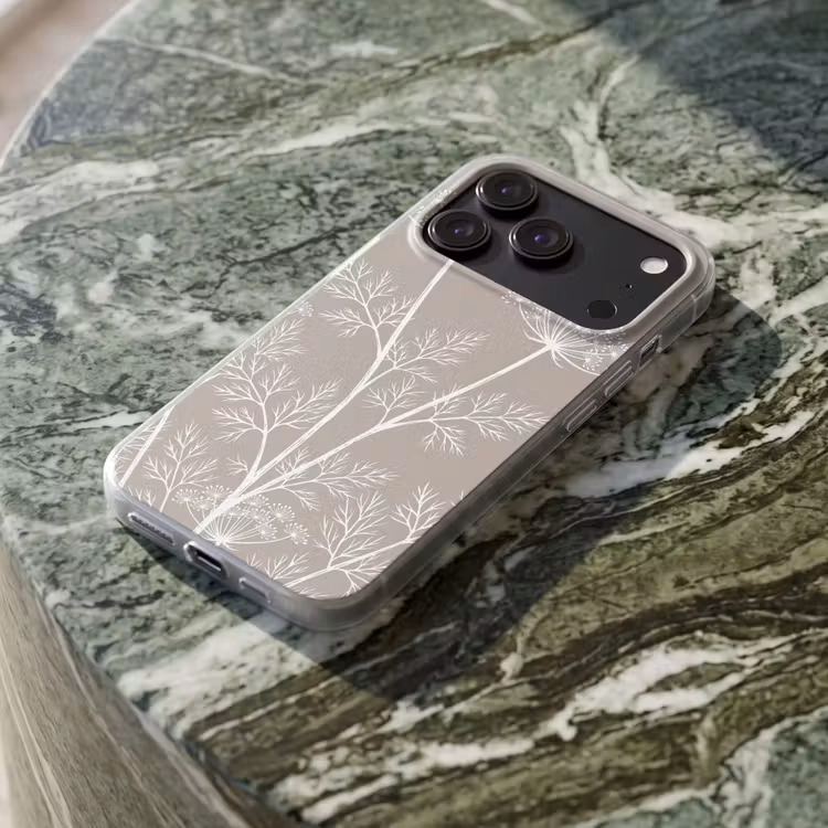Telefoonhoesje Softcase - Grafisch - Fluitenkruid - Taupe — 3
