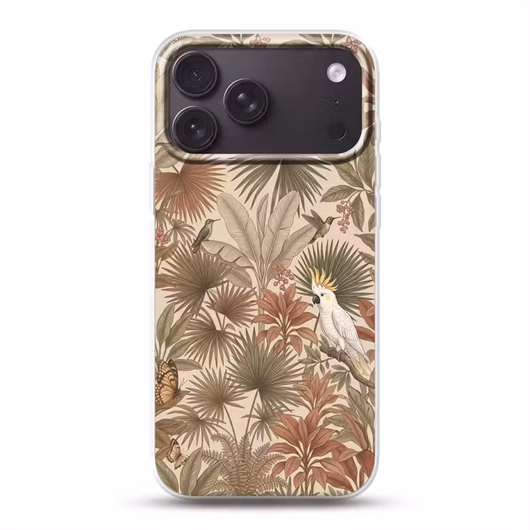 Telefoonhoesje Softcase - Tropisch - Vogels - Beige