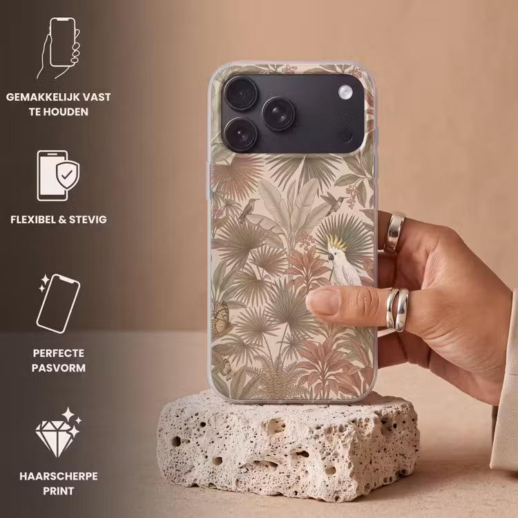 Telefoonhoesje Softcase - Tropisch - Vogels - Beige — 4