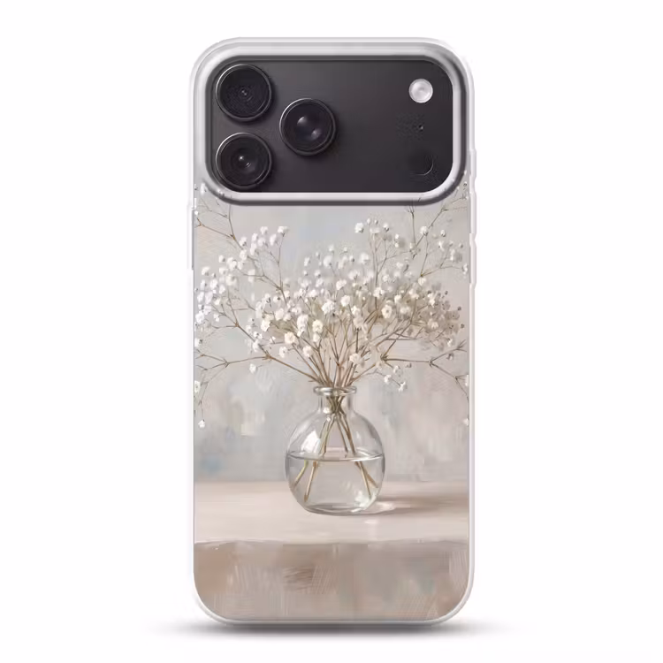 Telefoonhoesje Softcase - Vaas - Gipskruid - Wit