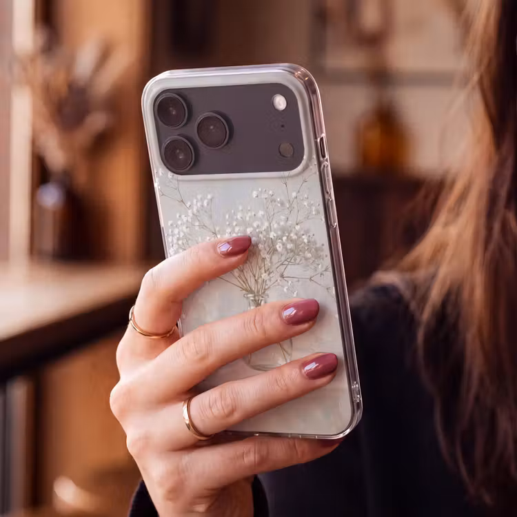 Telefoonhoesje Softcase - Vaas - Gipskruid - Wit — 2