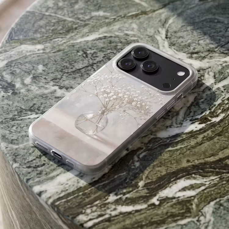 Telefoonhoesje Softcase - Vaas - Gipskruid - Wit — 3