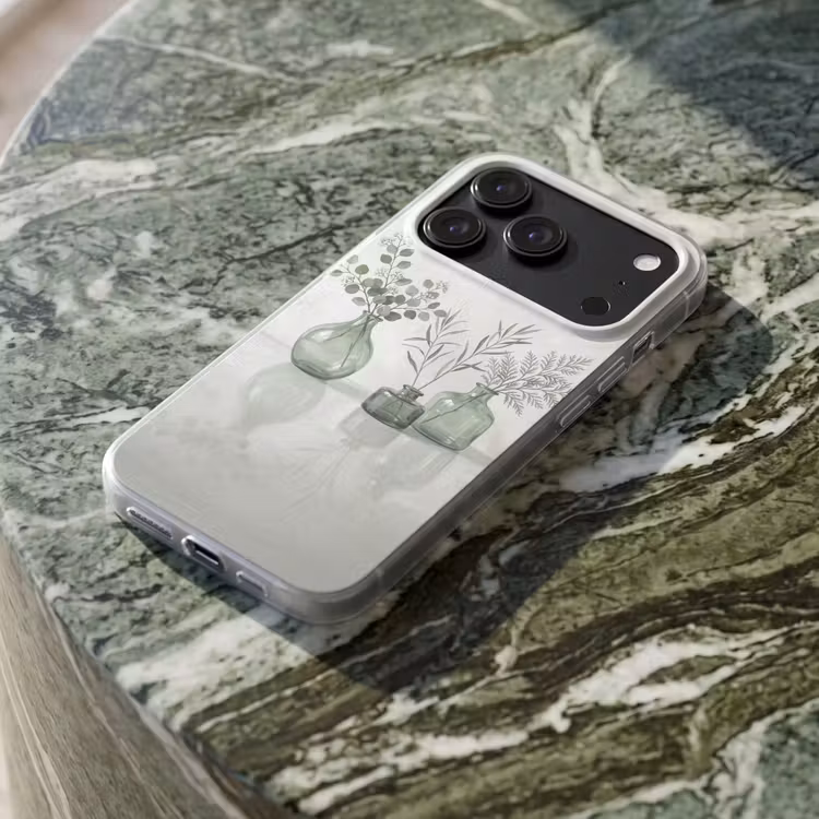 Telefoonhoesje Softcase - Vazen - Bladeren - Groen — 3