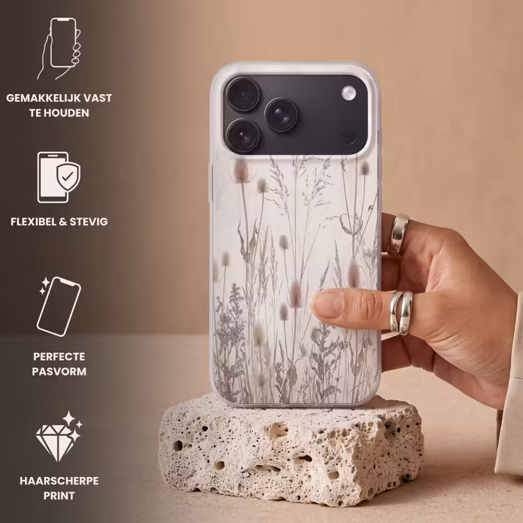Telefoonhoesje Softcase - Weidebloemen - Design - Sepia — 4