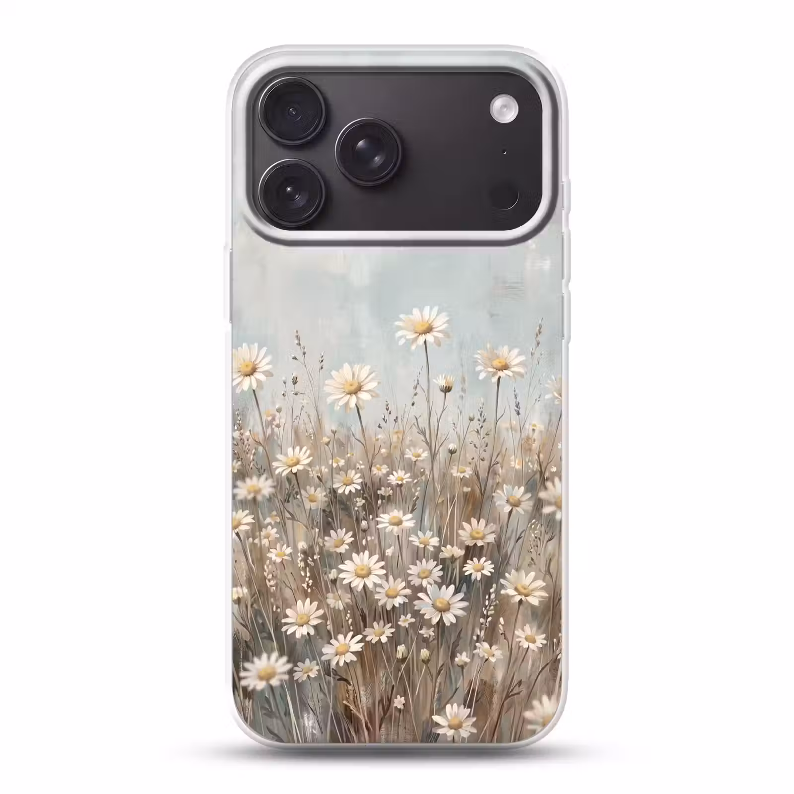 Telefoonhoesje Softcase - Madelief - Illustratie - Wit — 1