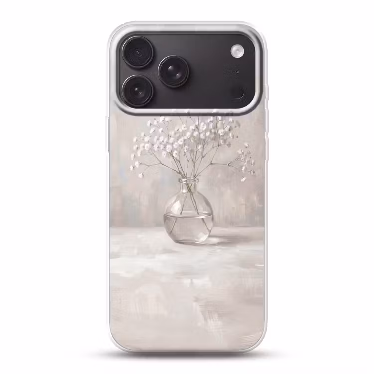 Telefoonhoesje Softcase - Gipskruid - Vaas - Wit