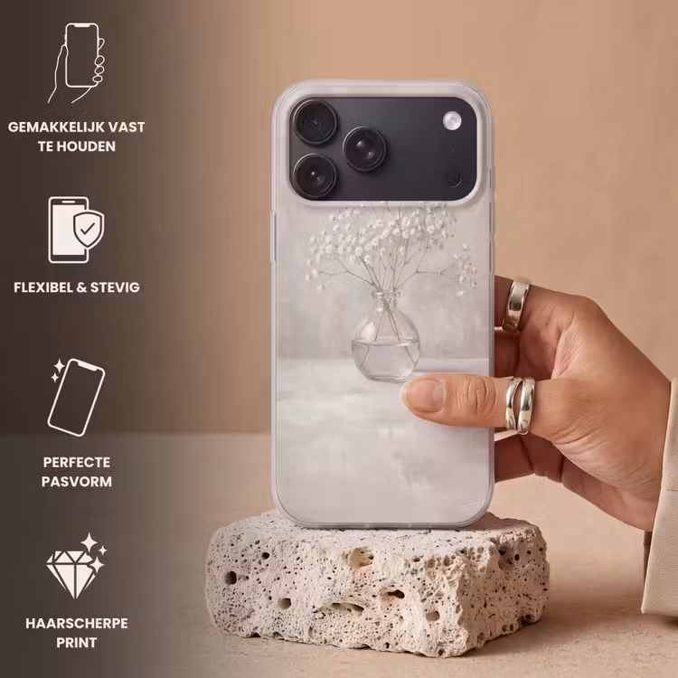 Telefoonhoesje Softcase - Gipskruid - Vaas - Wit — 4