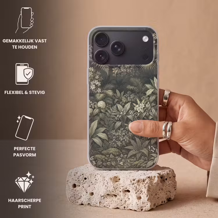 Telefoonhoesje Softcase - Jungle - Bladeren - Botanisch - Groen — 4