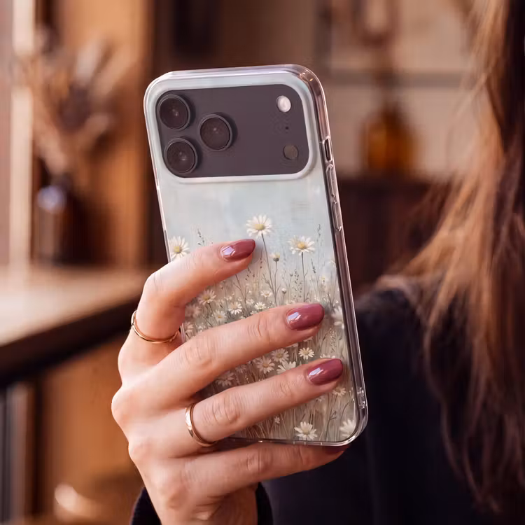 Telefoonhoesje Softcase - Madelief - Illustratie - Wit — 2
