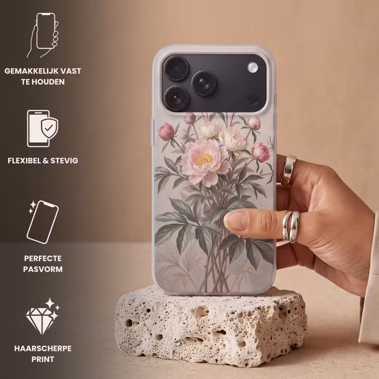 Telefoonhoesje Softcase - Pioenrozen - Boeket - Roze — 4