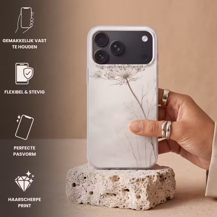 Telefoonhoesje Softcase - Vlinder - Bloem -Natuur - Beige — 4