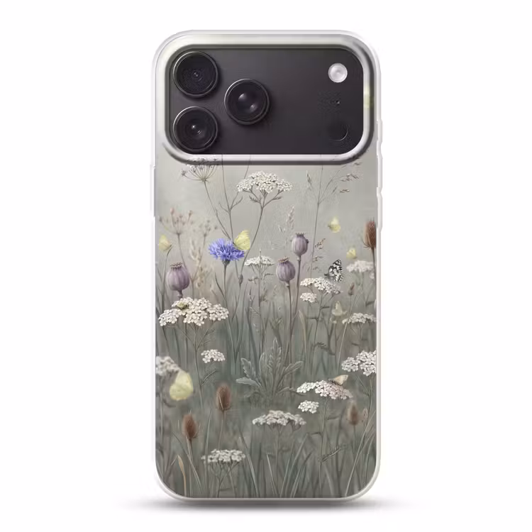 Telefoonhoesje Softcase - Vlinders - Wildbloemen - Illustratie - Kleurrijk