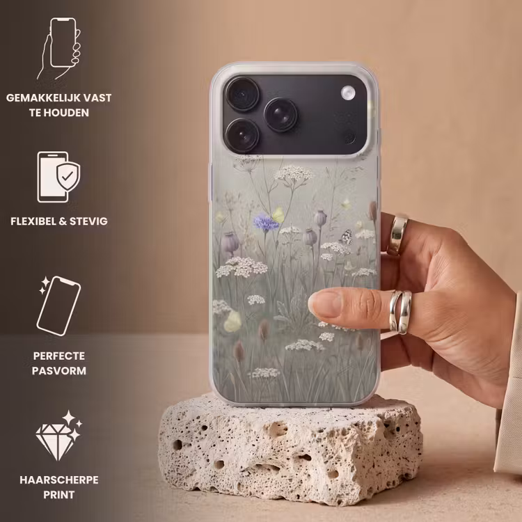 Telefoonhoesje Softcase - Vlinders - Wildbloemen - Illustratie - Kleurrijk — 4