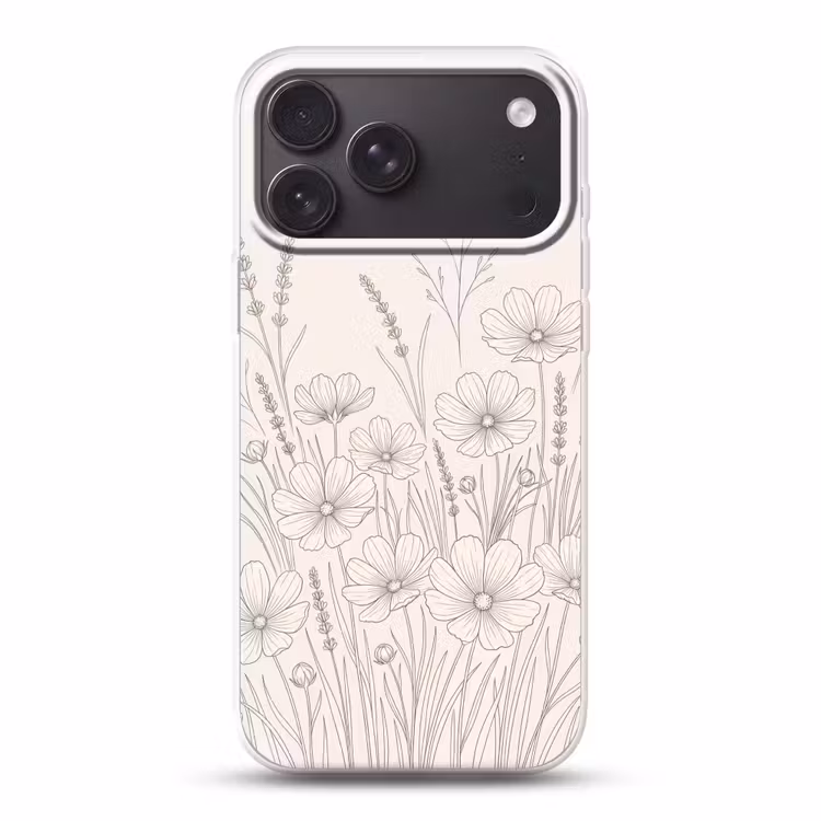 Telefoonhoesje Softcase - Minimalistisch - Modern - Bloemen - Beige