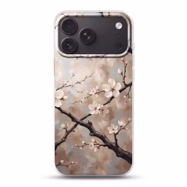 Telefoonhoesje Softcase - Bloesem - Takken - Schilderij - Beige - Serene