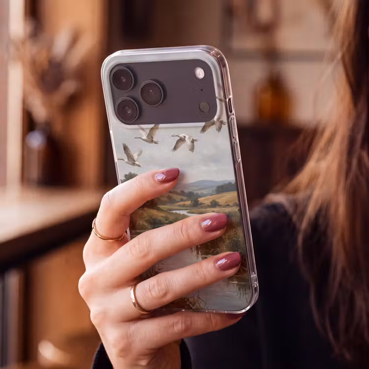 Telefoonhoesje Softcase - Eenden - Rivier - Landschap - Vlucht - Nostalgisch — 2