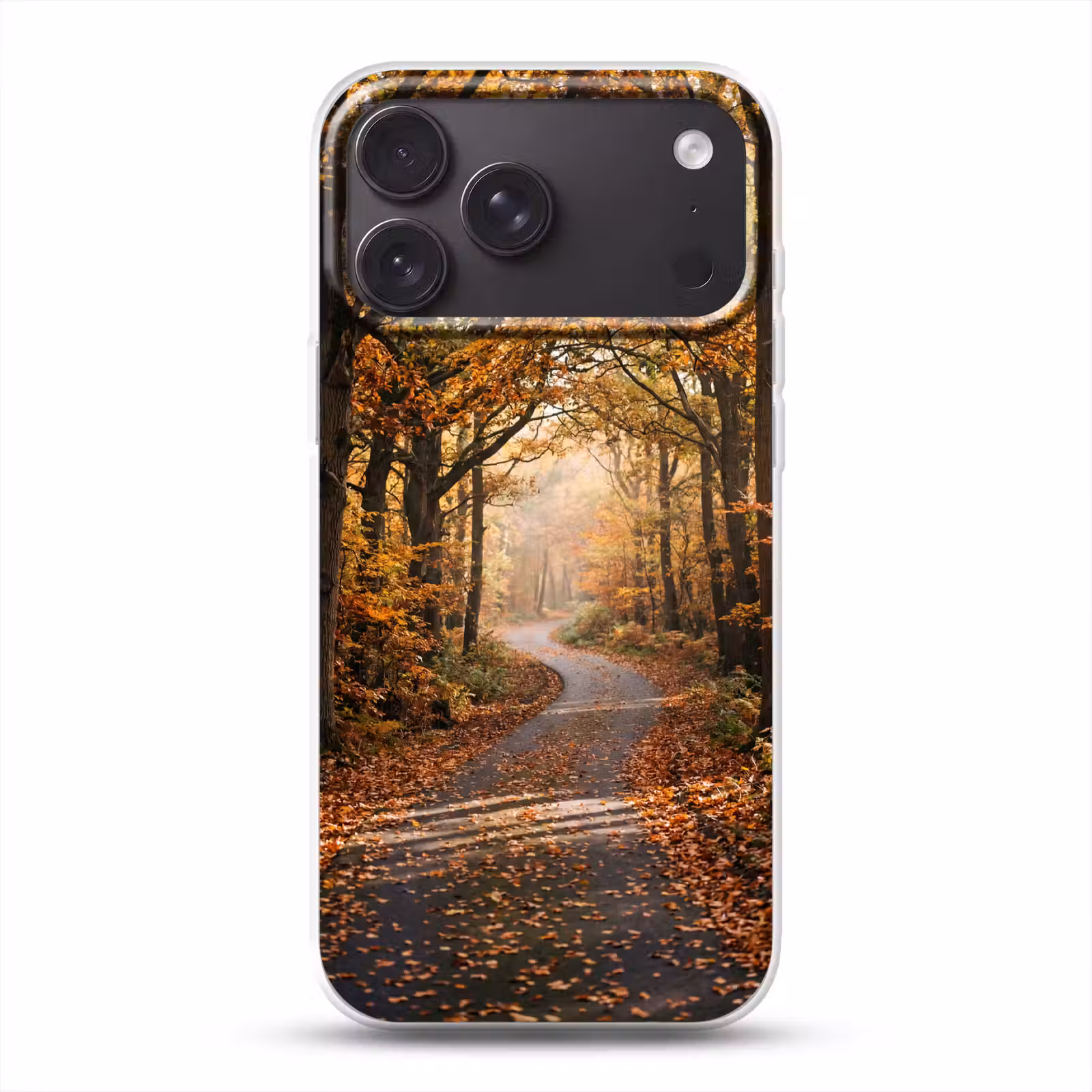 Telefoonhoesje Softcase - Bospad - Herfstbos - Bladeren - Oranje - Nostalgisch — 1