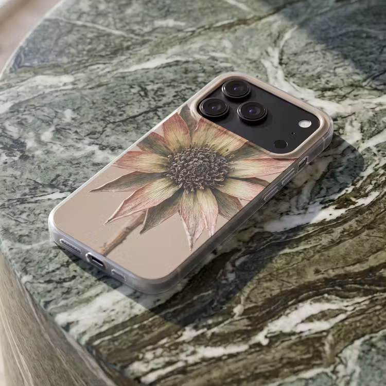 Telefoonhoesje Softcase - Droogbloem - Protea - Vintage - Beige - Rustiek — 3