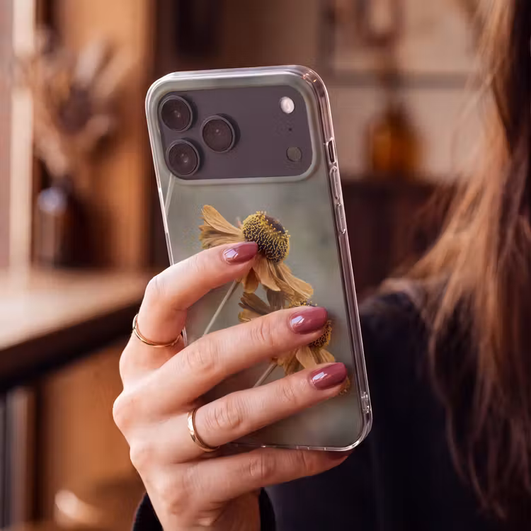Telefoonhoesje Softcase - Zonnehoed - Droogbloemen - Geel - Warm — 2