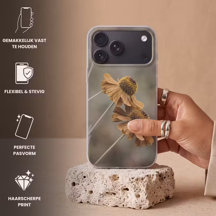 Telefoonhoesje Softcase - Zonnehoed - Droogbloemen - Geel - Warm — 4