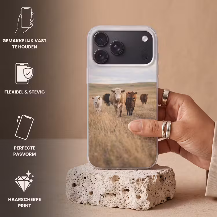 Telefoonhoesje Softcase - Runderen - Kudde - Landschap - Weide - Rustig — 4