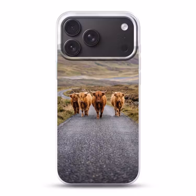 Telefoonhoesje Softcase - Schotse Hooglanders - Weg - Landschap - Kudde