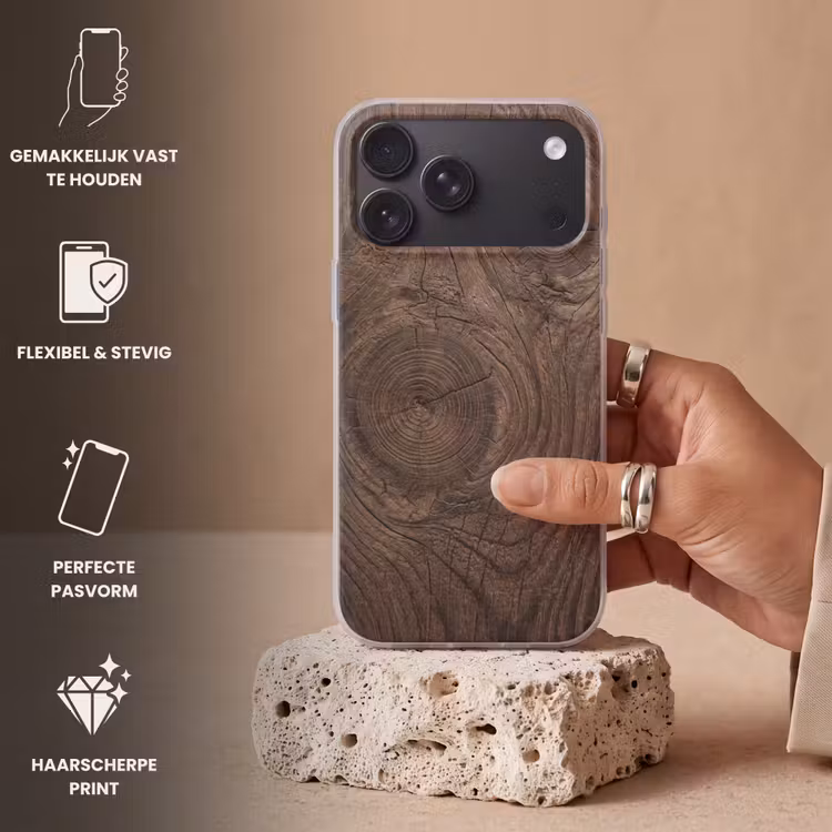 Telefoonhoesje Softcase - Houtnerf - Textuur - Patroon - Bruin - Rustiek — 4