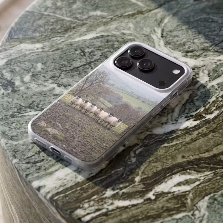 Telefoonhoesje Softcase - Schapen - Rij - Weide - Dieren - Platteland — 3