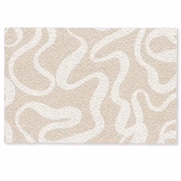Deurmat - Lijnen - Abstract - Beige - Wit - Minimalistisch — 1