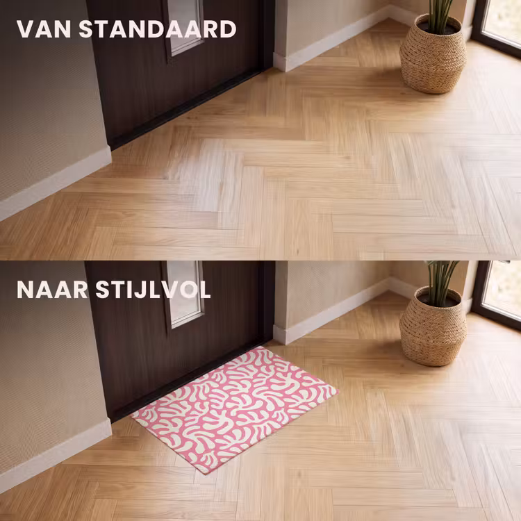Deurmat - Koraal - Patroon - Roze - Wit - Minimalistisch — 3