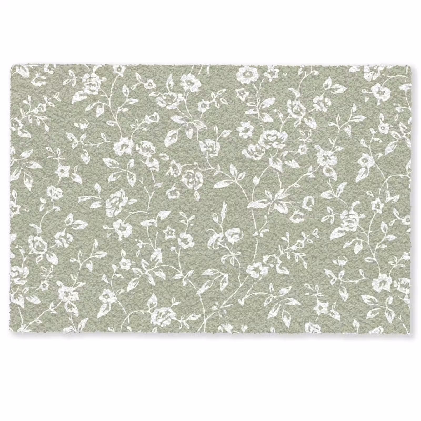 Deurmat - Bloemen - Print - Groen - Wit — 1