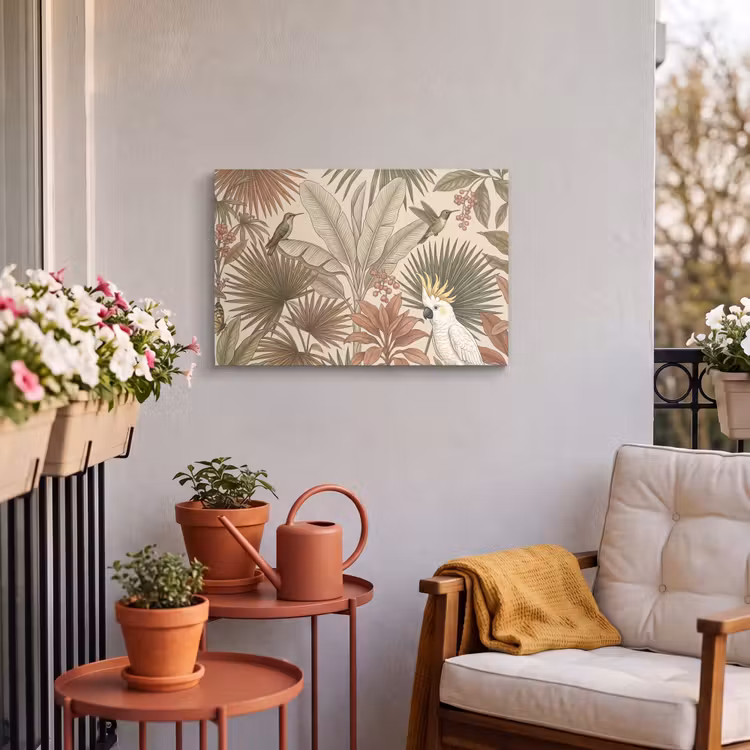 Buiten canvas - Tropisch - Vogels - Beige — 3