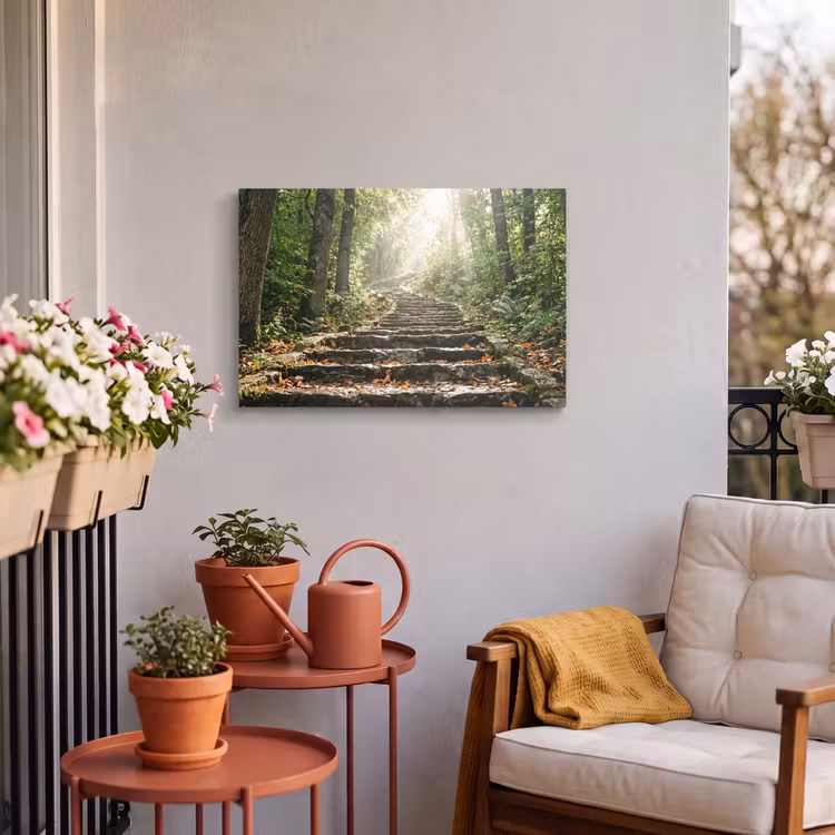 Buiten canvas - Stenen Trap in Bos — 3