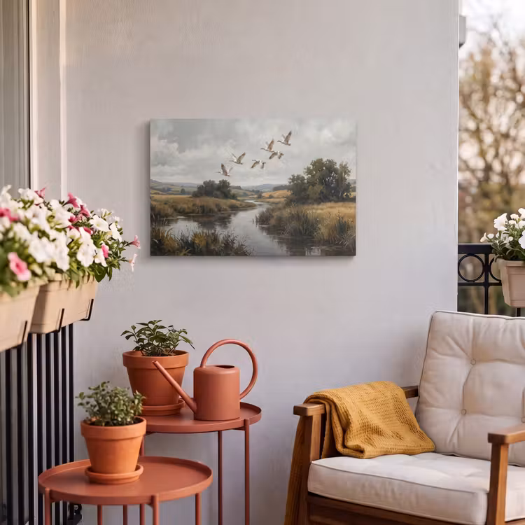 Buiten canvas - Eenden - Rivier - Landschap - Vlucht - Nostalgisch — 3