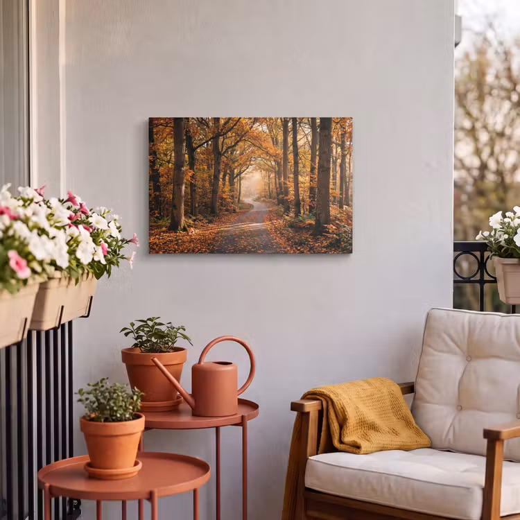 Buiten canvas - Bospad - Herfstbos - Bladeren - Oranje - Nostalgisch — 3