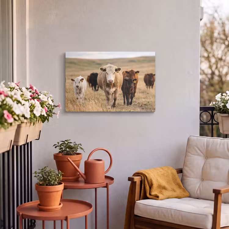 Buiten canvas - Runderen - Kudde - Landschap - Weide - Rustig — 3