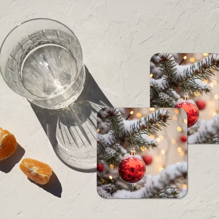Onderzetter​ - Kerstbal - Sneeuw - Winter — 2