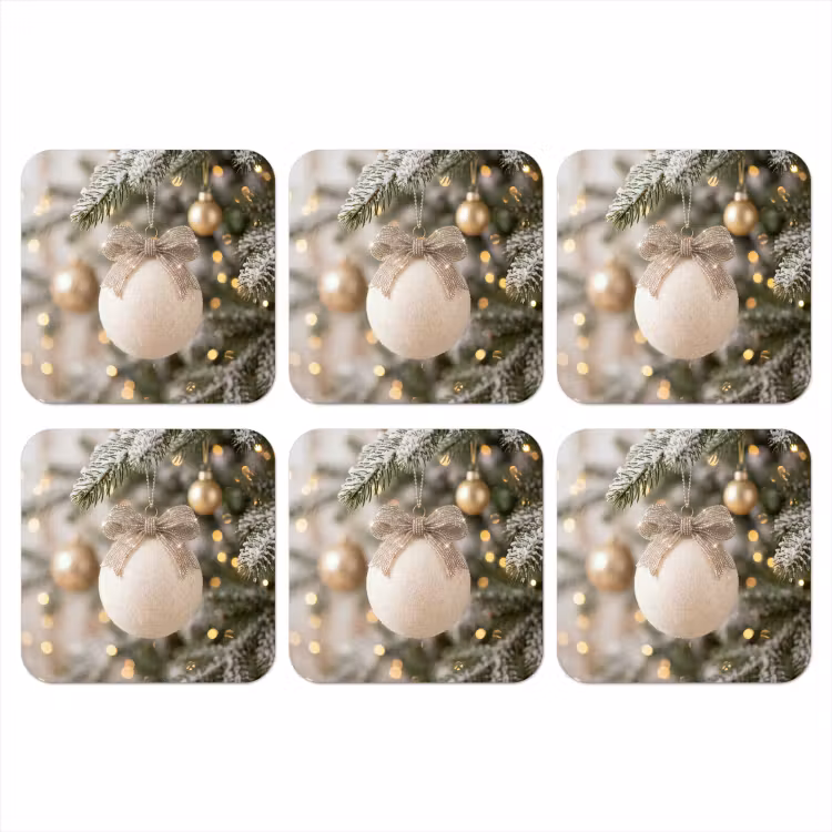 Onderzetter - Kerstbal - Wit - Kerst — 1