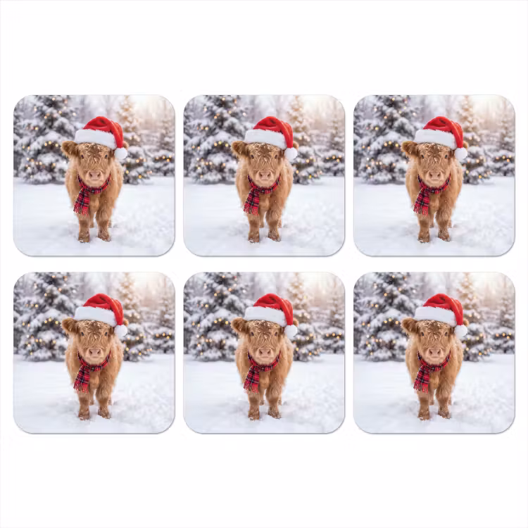 Onderzetter​ - Koe - Kerst - Sneeuw